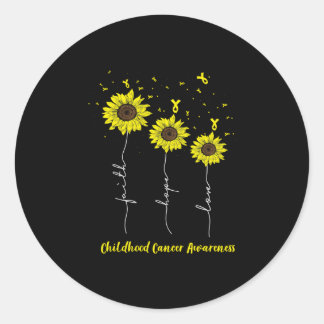 Sticker Rond Faith Hope Love Sunflower Childhood Cancer Award