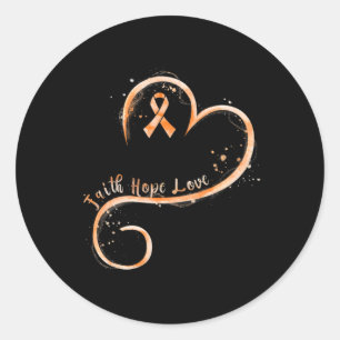 Sticker Rond Faith Love Hope Courage Aml Leukemia Sensibilisati