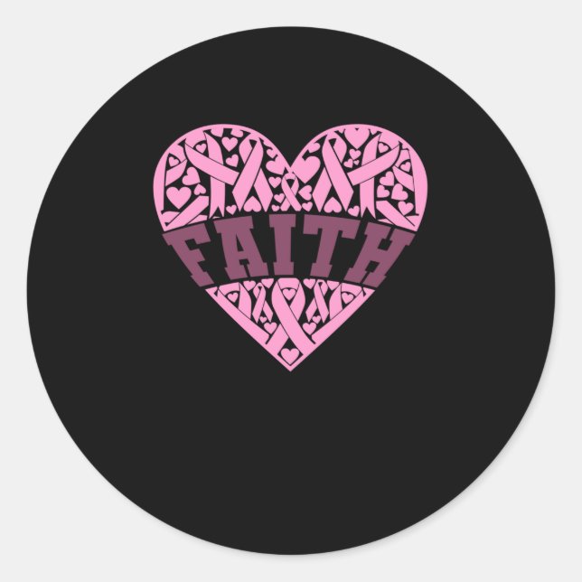 Sticker Rond Faith Pink Heart Sensibilisation au cancer du sein (Devant)