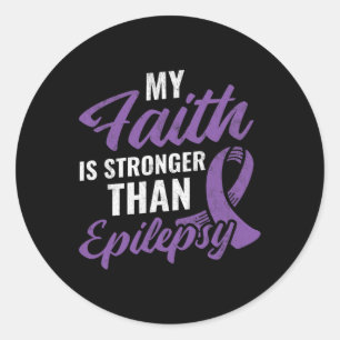 Sticker Rond Faith Stronge than Epilepsy Epilepsy Awareness Pa