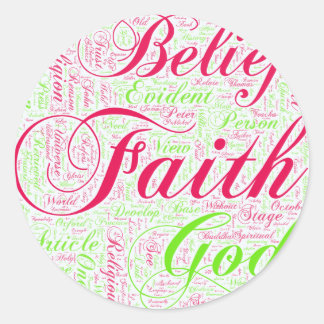 Sticker Rond Faith Word Art Rouge et Vert