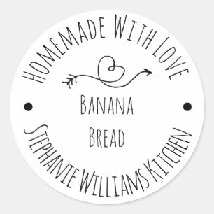 Sticker Rond Faits maison avec amour Cœur et Flèche     Pâtisse