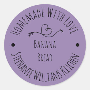 Sticker Rond Faits Maison avec Amour Lavande Pâtisseries