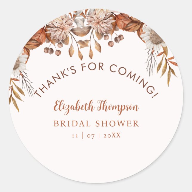 Sticker Rond Fall in Love Fall Bridal Shower (Devant)