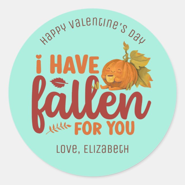 Sticker Rond Fallen For You Funny Cute Kids Valentine's Day (Devant)