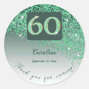 Sticker Rond Falling Green Parties scintillant, 60e anniversair