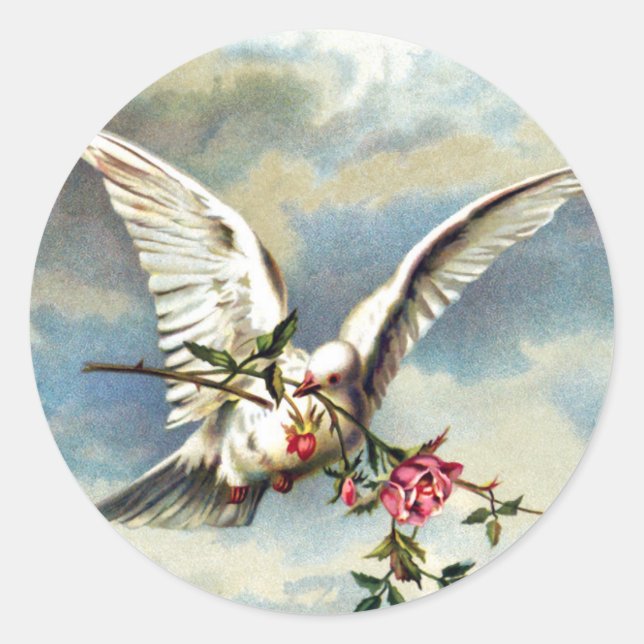 Sticker Rond Falln Dove avec Roses (Devant)