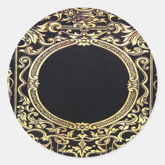 Sticker Rond Falln Ornate Gold Frame (Parfait pour un Monogramm (Devant)