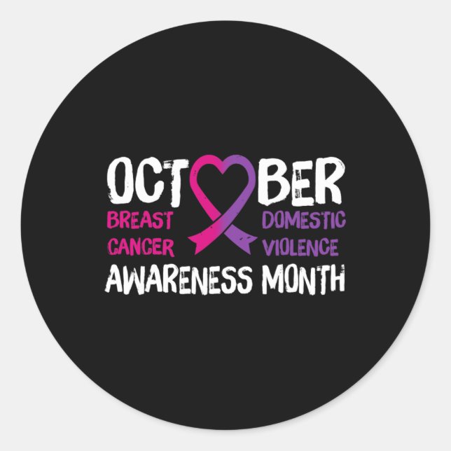 Sticker Rond Famille Breast Cancer and Domestic Violence Awaren (Devant)