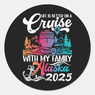 Sticker Rond Famille correspondant Alaska Cruise Trier Famille