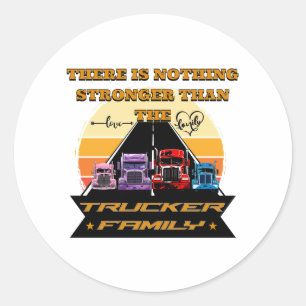 Sticker Rond Famille de camionneurs Parents forts Enfants Bond