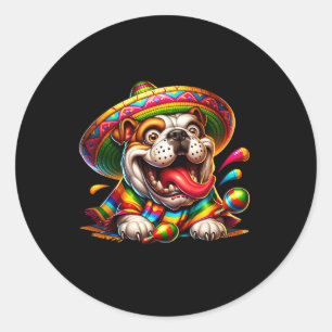Sticker Rond Famille de fête Fiesta Cinco De Mayo Mexicain Angl