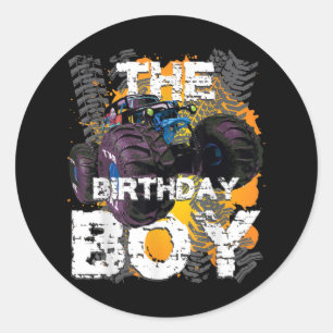 Sticker Rond Famille de jumelage de camions Monster Boy Birthda