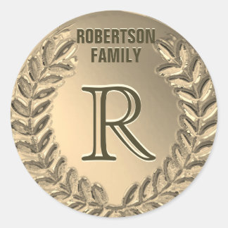 Sticker Rond Famille de monogrammes Faux Gold Faux