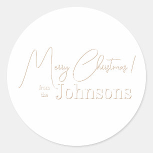Sticker Rond Famille de Noël Minimal Boho Blanc
