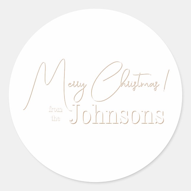 Sticker Rond Famille de Noël Minimal Boho Blanc (Devant)