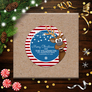 Sticker Rond Famille de rennes de Noël fantaisistes Adresse