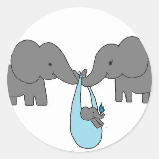 Sticker Rond Famille des éléphants