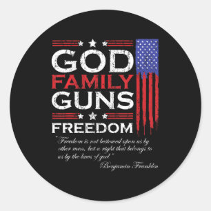 STICKER ROND FAMILLE DIEU ARMES ET LIBERTÉ CHRISTIAN MAGA TRUMP