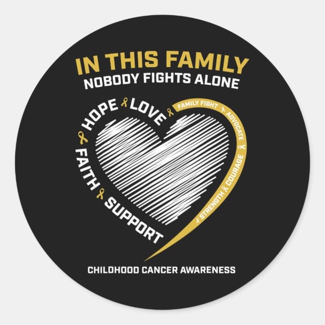 Sticker Rond Famille d'or Personne ne combat seul Cancer de l'e (Devant)