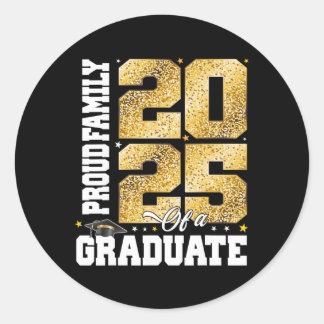 Sticker Rond Famille Fière D'Un Cl De 2025 Gradué Gradu Senior