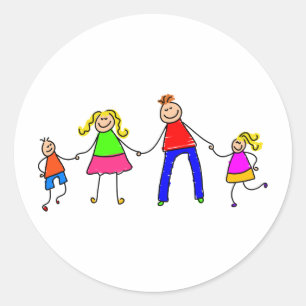 Sticker Rond Famille heureuse