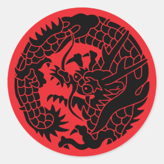 Sticker Rond Famille Japonaise Crest-Dragon