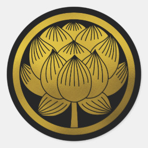 Sticker Rond Famille Japonaise Crest-Lotus
