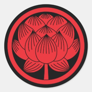 Sticker Rond Famille Japonaise Crest-Lotus