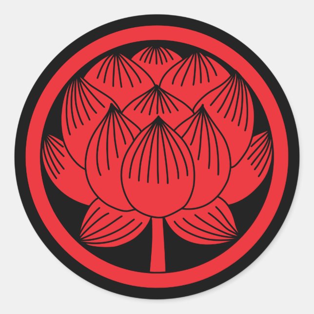 Sticker Rond Famille Japonaise Crest-Lotus (Devant)