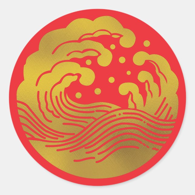 Sticker Rond Famille Japonaise Crest-Wave (Devant)