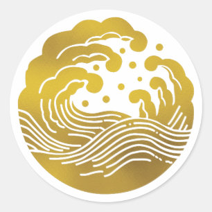 Sticker Rond Famille Japonaise Crest-Wave