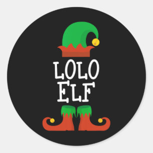 Sticker Rond Famille Lolo Elf Noël Correspondant Pj Pajama X
