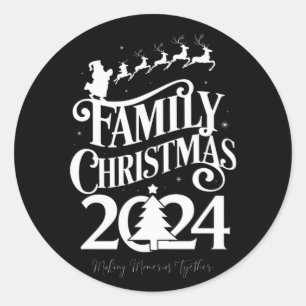 Sticker Rond Famille Noël 2024 Souvenirs ensemble assortis