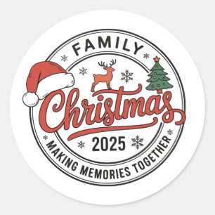 Sticker Rond Famille Noël 2025 Matching Holiday Season