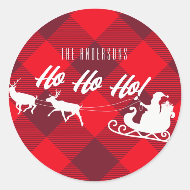 Sticker Rond Famille Noël Ho Ho Ho ! Père Noël Red Buffalo Plai (Devant)
