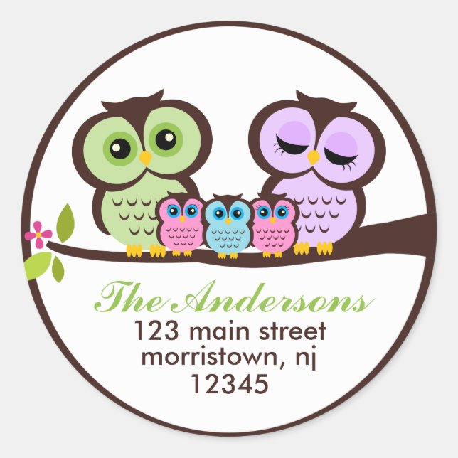 Sticker Rond Famille Owl (Devant)