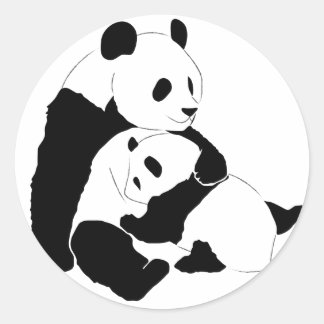 Sticker Rond Famille Panda