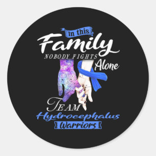 Sticker Rond Famille Personne ne combat seul Équipe Hydrocéphal