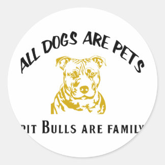 STICKER ROND FAMILLE PITBULL