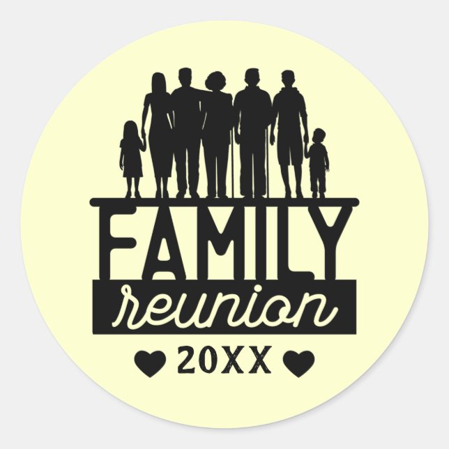 Sticker Rond Famille Réunion Année Famille Silhouette (Devant)