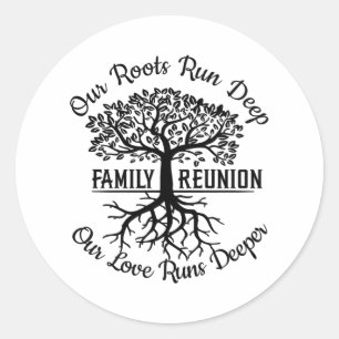 Sticker Rond Famille Réunion Famille Arbre racine coeur
