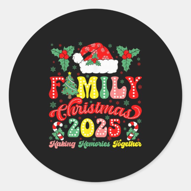 Sticker Rond Family Christmas 2025 Matching Outfit Xmas Squad S (Devant)
