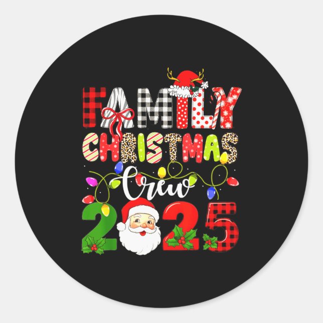 Sticker Rond Family Christmas Crew 2025 Matching Outfit Xmas Sq (Devant)