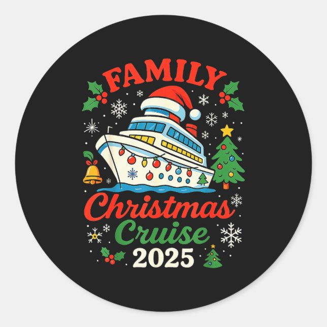 Sticker Rond Family Christmas Cruise 2025 Matching Family Winte (Devant)