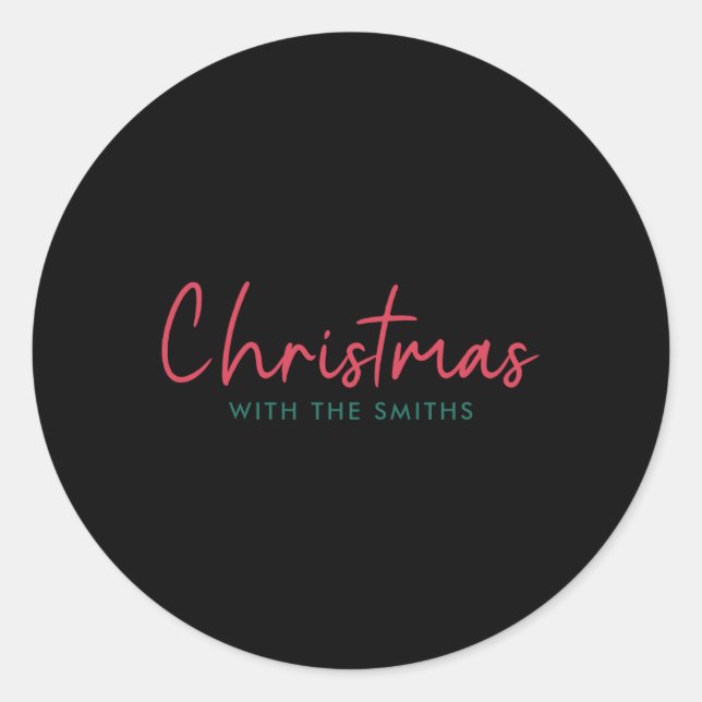 Sticker Rond Family Christmas Modern Minimalist Family Name T S (Devant)