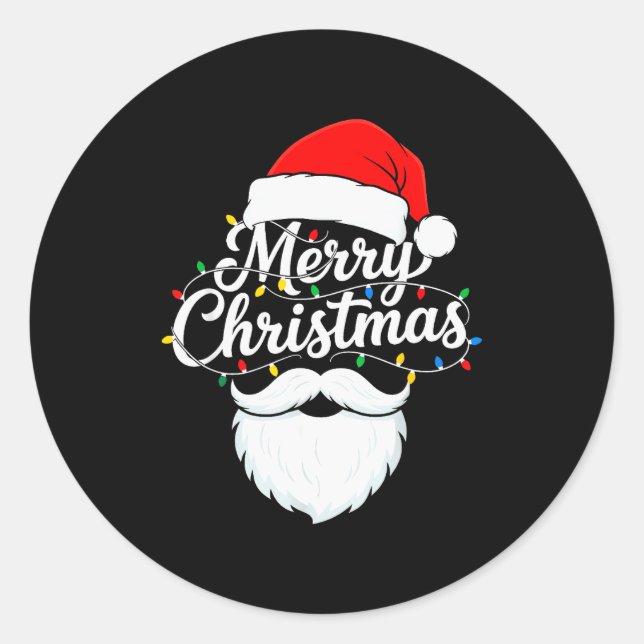 Sticker Rond Family Christmas Santa Beard Xmas Matching Pajamas (Devant)