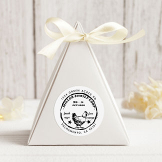 Sticker Rond Family Coop Hen Fresh Oeufs Return Adresse