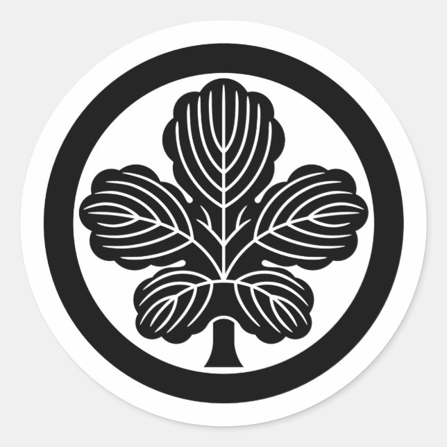Sticker Rond [Family Crests] Kaji leaf with circle (Devant)