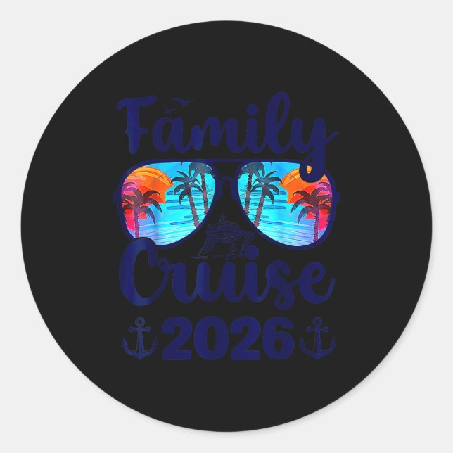 Sticker Rond Family Cruise 2026 Family Vacation Matching Family (Devant)